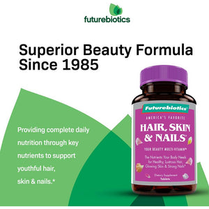 Futurebiotics Hair, Skin & Nails Beauty Multivitamin with Biotin, Hair Vitamins and Skin Vitamins That Promote Healthy Hair and Nail, 180 Tablets