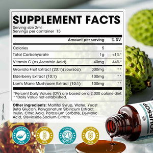 Imatchme Soursop Graviola Liquid Drop for Immune, Gut, Antioxidants, Cell & Energy, Soursop Bitters Liquid with Elderberry & Lion Mane Mushroom, 3X Power Herbal, Sugar-Free, Natural Flavor, 1 Fl Oz