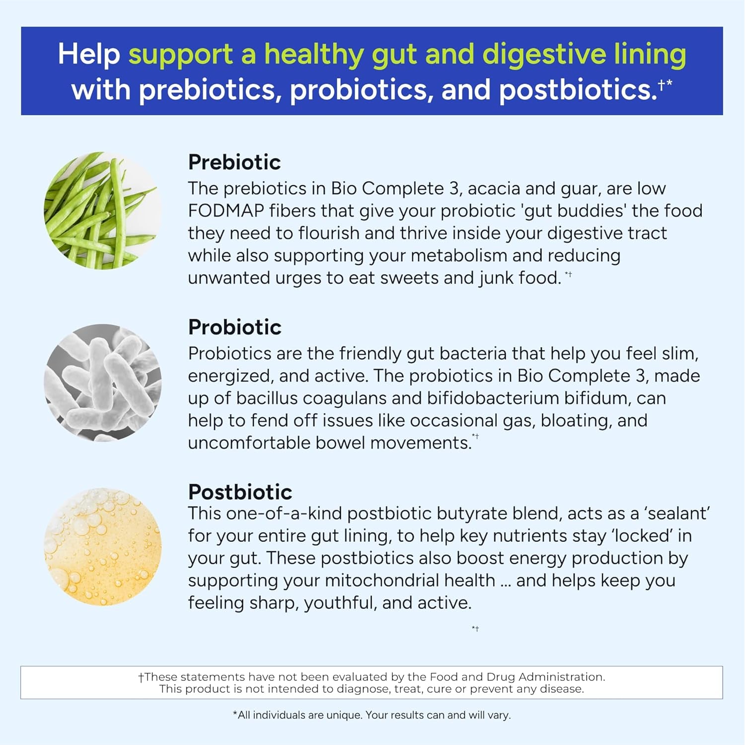 Gundry MD® Bio Complete 3, 3-In-1 Probiotics for Gut Health, Probiotic Supplements for Digestion, Supplement Supporting Bloating, Gas, Food Cravings, Energy Levels, Skin, and Focus, 30 Day Supply