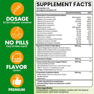 Glp 1 Liquid Drops for Women & Men, 27-In-1 Formula with Chromium, Hydrolyzed Collagen & Prebiotics & More | Vegan, Non-Gmo, Fast Absorption - 60 Ml(Lemon Flavor)