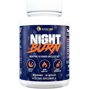 ALPHA LION Night Burn, Metabolism Booster for Weight Loss, Less Body Fat, More Muscle, Promotes Lean Body, Calorie Burning Supplement, Relax Better, Promote Healthy Cortisol (60 Capsules)