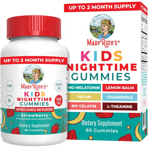 MARYRUTH'S Kids Nighttime Gummies | Sugar Free | NO Melatonin with L Theanine, Lemon Balm, Chamomile, Vitamin B6 | Relaxation Support for Kids 2+ | Vegan | Non-Gmo | Gluten Free | 60 Count