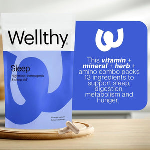 Wellthy Night Time Thermogenic - Vitamin B6, Ashwagandha & Melatonin - Nighttime Thermogenic for Women - Belly Thermogenic - Natural Weight Loss Supplements for Women, 60 Count Capsules