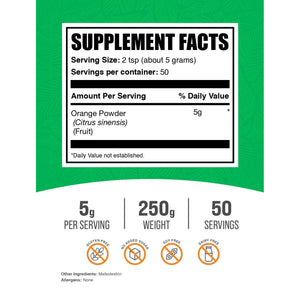 Bulksupplements.Com Orange Powder - Orange Fruit Powder, Nutrient-Rich Flavoring - Gluten Free, 5G per Serving, 250G (8.8 Oz) (Pack of 1)