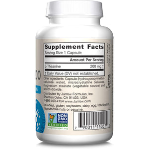 Jarrow Formulas Extra Strength L Theanine 200Mg Dietary Supplement That Promotes Relaxation, Supplement for Relaxation Support, 60 Veggie Capsules, 60 Day Supply