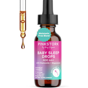 Pink Stork Baby Sleep Drops, Naturally Support Sleep without Melatonin for Infants, Toddlers, and Kids, Chamomile and Magnesium, Baby Essentials for Bedtime, 1 Oz, 30 Servings
