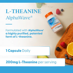 Doctor'S Best L-Theanine Caps 200Mg for Men & Women - L Theanine Alphawave Supplement for Calm & Focus Support, Helps Reduce Stress, Vegan, Gluten Free, Soy Free, Non GMO - 60 Veg Capsules