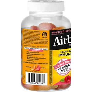 Airborne Immune Support Gummies, Assorted Fruit Flavor, 63 Ct - 750 Mg Vitamin C + Vitamins A, D & E + Zinc, Selenium, and Manganese | with Herbal Blend | Naturally Flavored