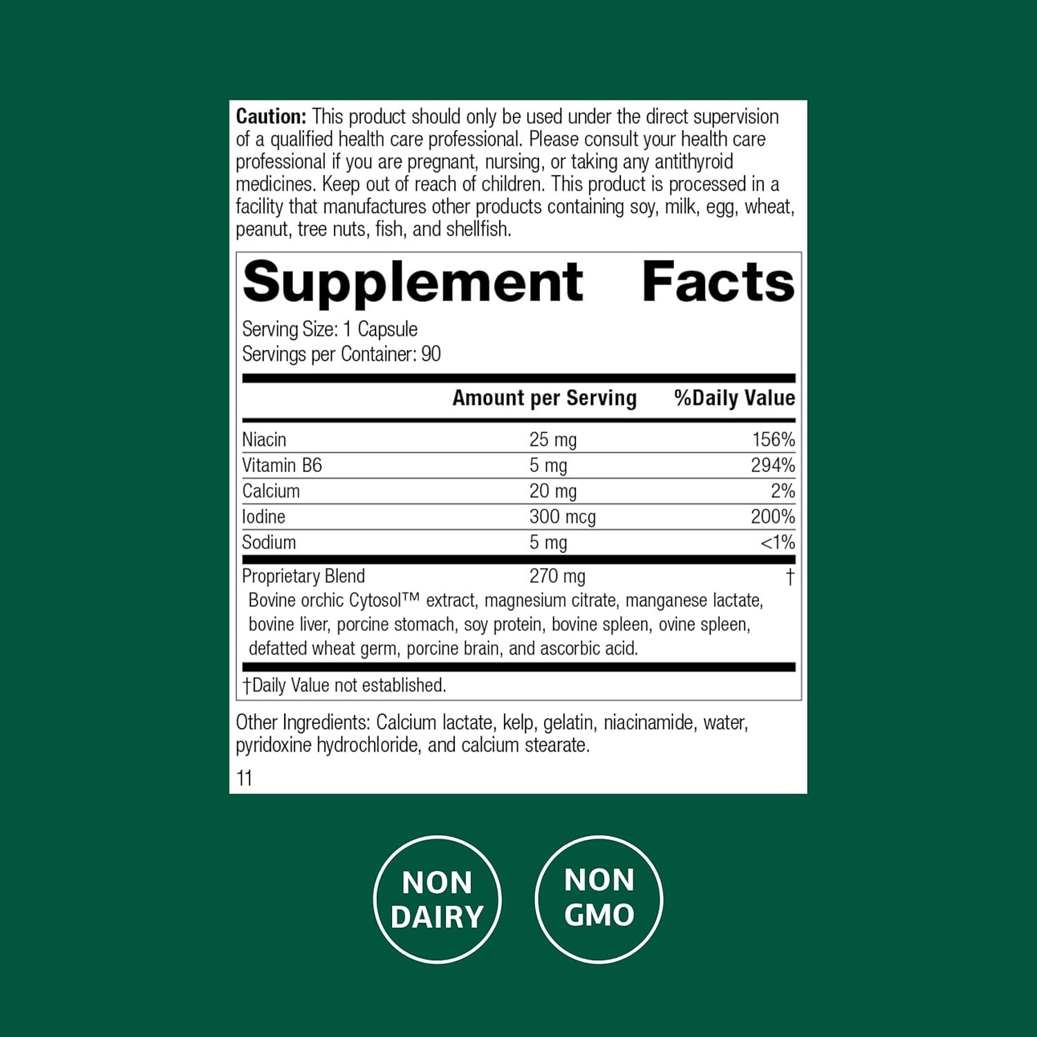 Standard Process Min-Chex - Supplement for Nervous System Support - Supports Healthy Gland Functions to Aid a Healthy Stress Response - Non-Dairy - 90 Capsules (90 Servings)