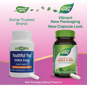 Nature'S Way Youthful You DHEA 5Mg Energy Support Capsules, 60 Count
