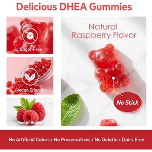 DHEA Supplement for Women, DHEA 25Mg Gummies with B6, B12, Folate and Chasteberry for Energy Support, Vegan, Raspberry Flavor, 60 Count