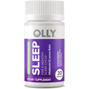 OLLY Sleep Fast Dissolves, 3Mg Melatonin, Lemon Balm, Strawberry Flavor, 30 Day Supply - 30 Count
