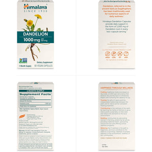 Himalaya Dandelion - Dandelion Root Supplement Supporting Daily Wellness and Health - Vegan, Gluten Free, 1000 Mg, 60 Capsules