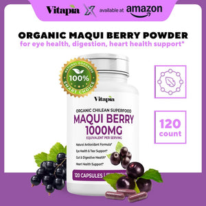 Vitapia Maqui Berry 1000Mg - Maqui Berry Powder Supplement - Vegan Friendly, Non-Gmo and Gluten-Free - 120 Veggie Capsules