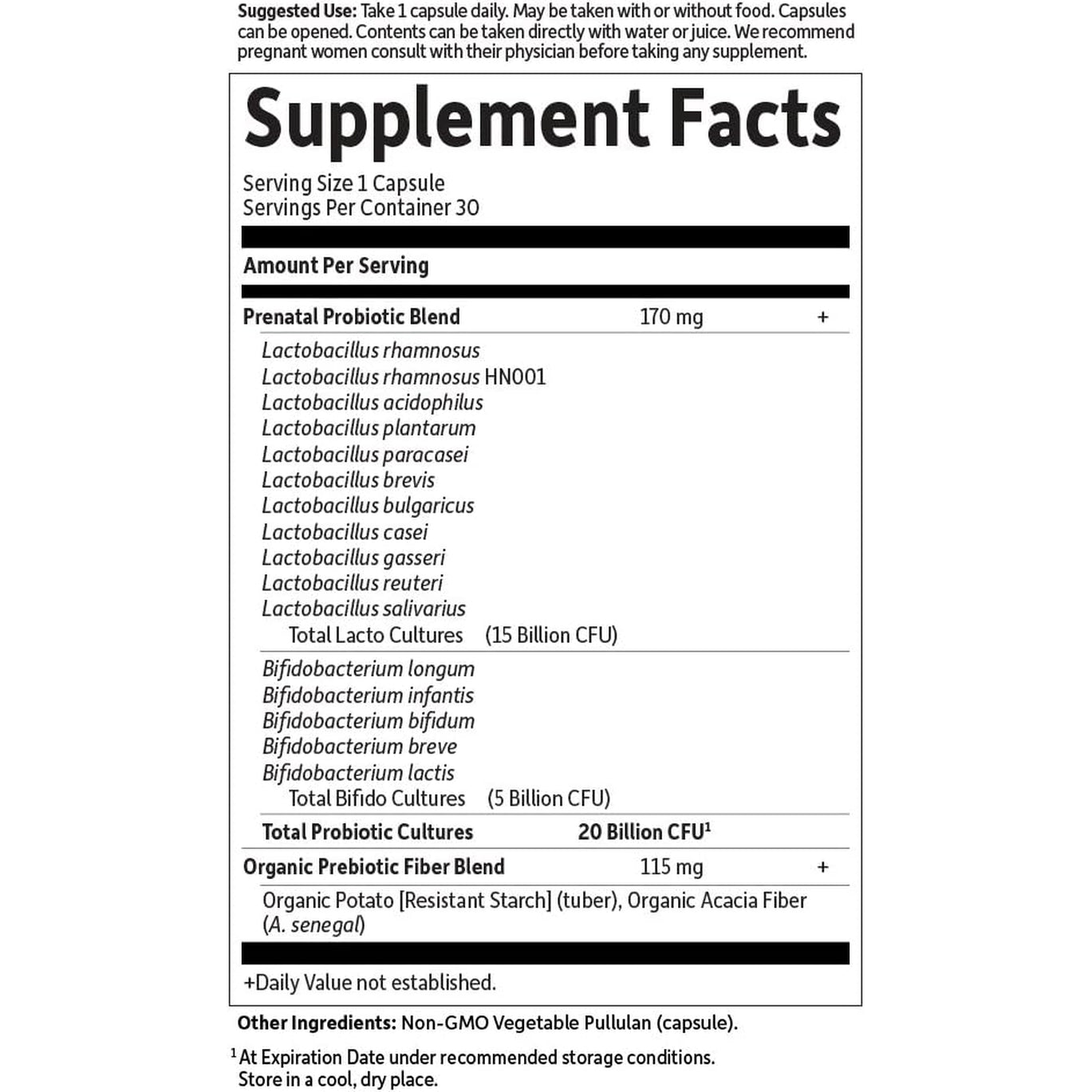 Garden of Life Dr. Formulated Probiotics Once Daily Prenatal - Acidophilus and Bifidobacteria Probiotic Support for Mom and Baby – Shelf Stable - Gluten, Dairy, and Soy-Free - 30 Vegetarian Capsules