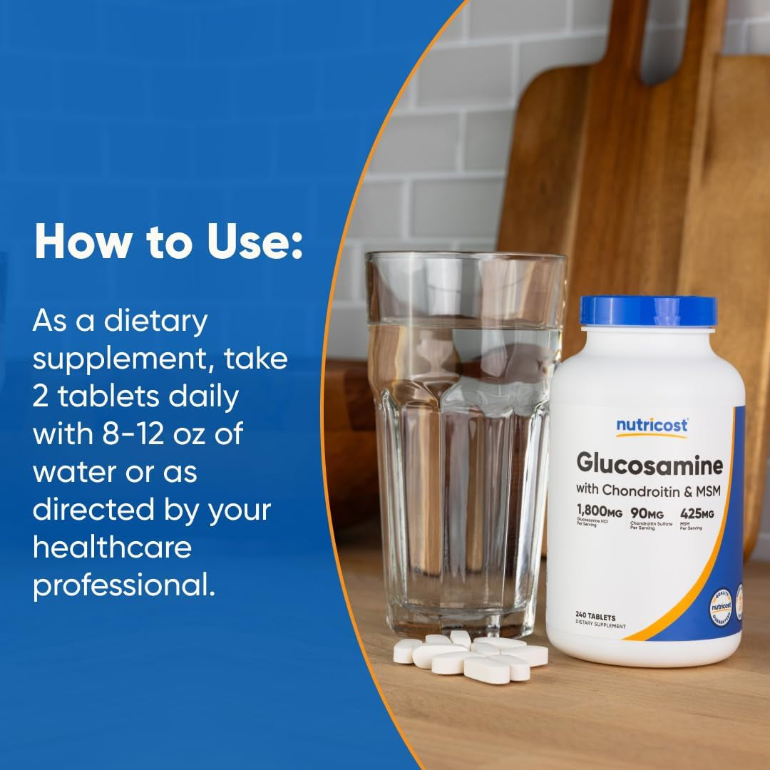 Nutricost Glucosamine 1800Mg with Chondroitin & MSM, 240 Tablets, 120 Servings - Non-Gmo, Gluten Free
