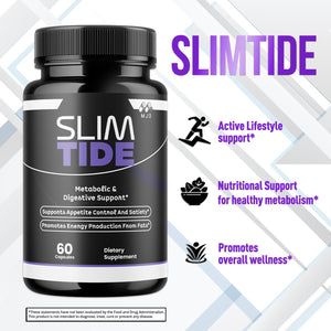Slim Tide Capsules, Official Slimtide Weight Management Pills with All Natural Ingredients, Advanced Formula Health & Wellness Supplement with Maximum Strength Active Lifestyle Vitamins (60 Capsules)