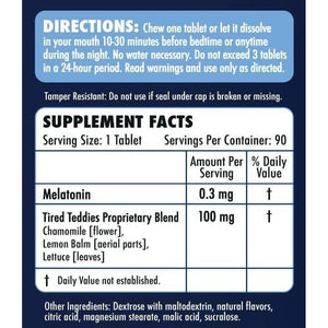 Low Dose Melatonin Kids Chewable 0.3 Mg - Kids Melatonin Tablet Sleep Support with Chamomile, Bubblegum Flavor, 90 Count