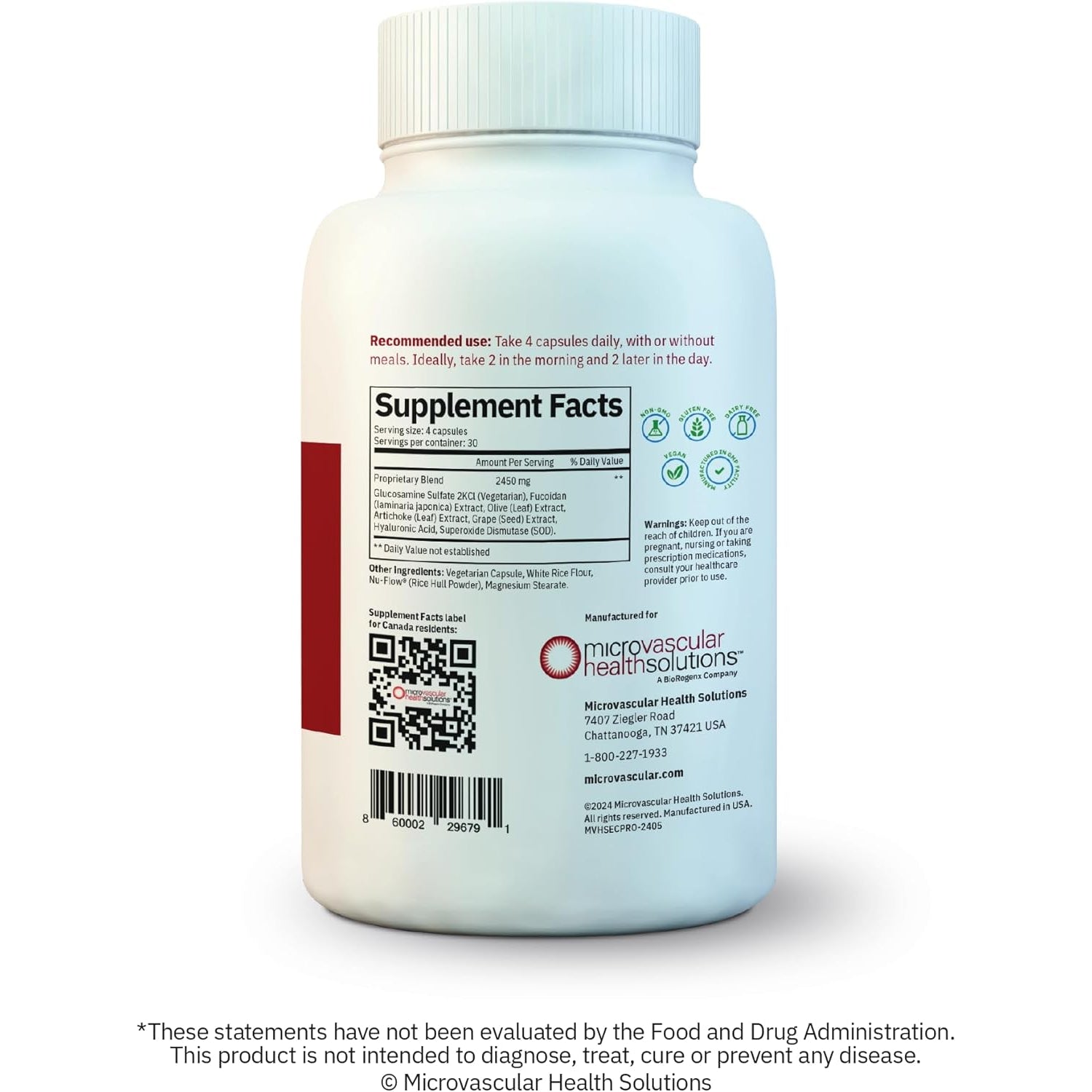 Endocalyx Pro Supplement – Endothelial Glycocalyx Support 120 Capsules - Vascular & Microcirculation Health – Clinically-Studied – Patented – Supports Nitric Oxide Functions
