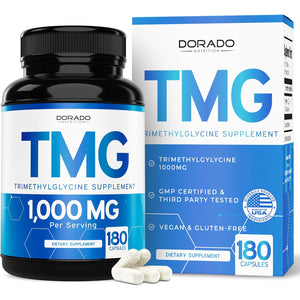 TMG Trimethylglycine Supplement 1,000Mg per Serving (3 Month Supply) - TMG Supplements for Homocysteine Control - as Betaine Anhydrous - Vegan, Third Party Tested & Non GMO - USA Made - (180 Capsules)