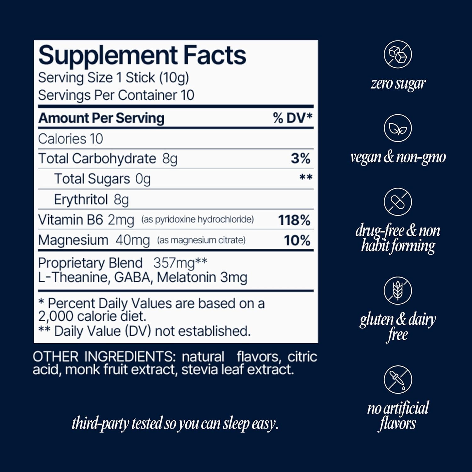 Som Sleep, Calm Sleep Nighttime Powder Drink Mix, Melatonin 3Mg, Magnesium, Vitamin B6, L-Theanine & GABA – Vegan, Zero Sugar – Berry, 10-Pack