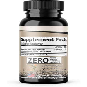 Grass Fed Desiccated Beef Liver Capsules (120 Pills, 480-500Mg Each) - Natural Iron, Vitamin A, B12 for Energy - Humanely Pasture Raised Undefatted without Hormones or Chemicals