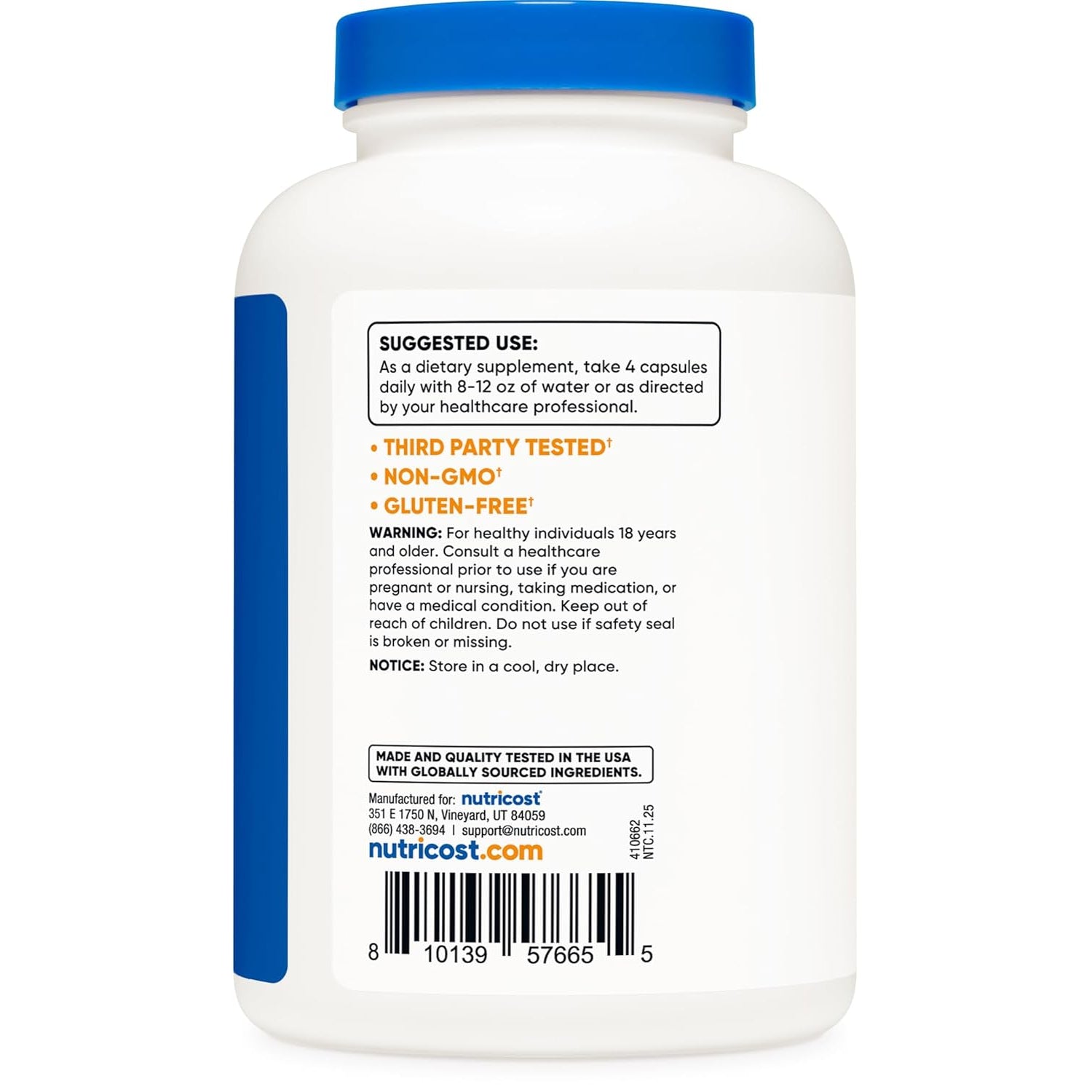 Nutricost Gelatin with Silica (2,200Mg) 240 Capsules - with Grass-Fed Beef Gelatin, Gluten-Free, Gmo-Free, 60 Servings
