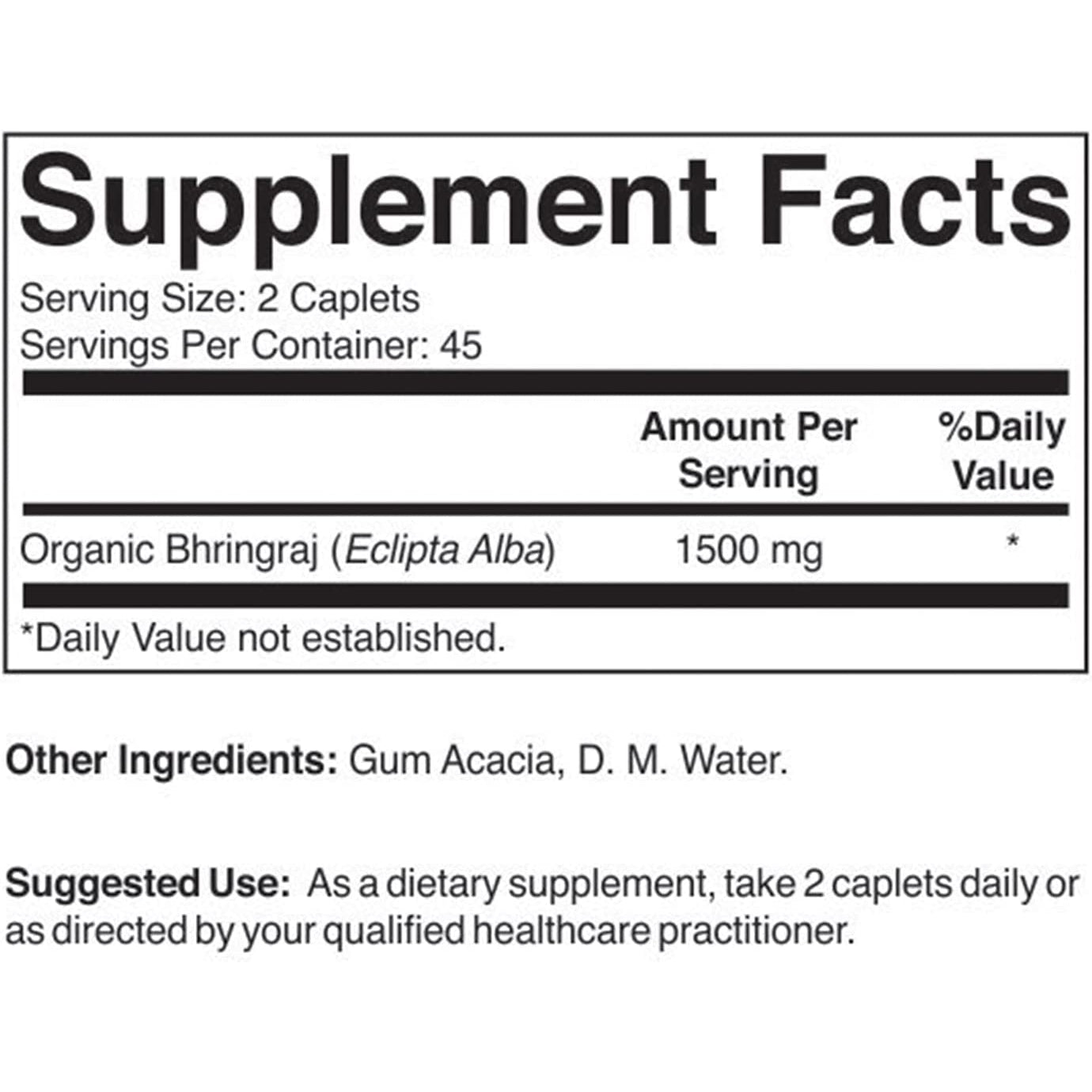 Brieofood Organic Bhringraj 1500Mg, 45 Servings, Vegetarian, Gluten Free, 90 Vegetarian Tablets