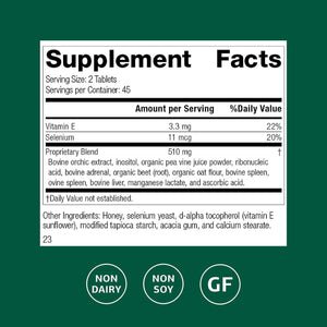 Standard Process Cataplex E - Thyroid Health Support with Antioxidant Vitamin E & Selenium - Endocrine Gland Health Support - Gluten-Free, Non-Dairy & Non-Soy - 90 Tablets (45 Servings)
