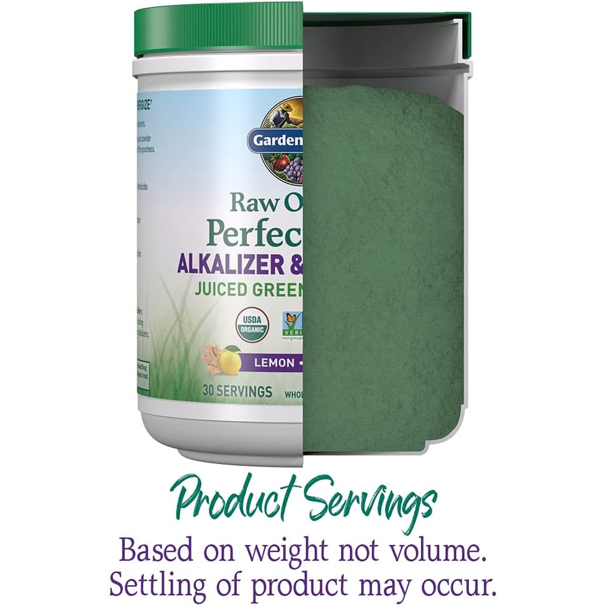 Garden of Life Raw Organic Perfect Food Alkalizer and Detoxifier, Lemon Ginger Flavored Superfood Powder Supplement, 30 Servings
