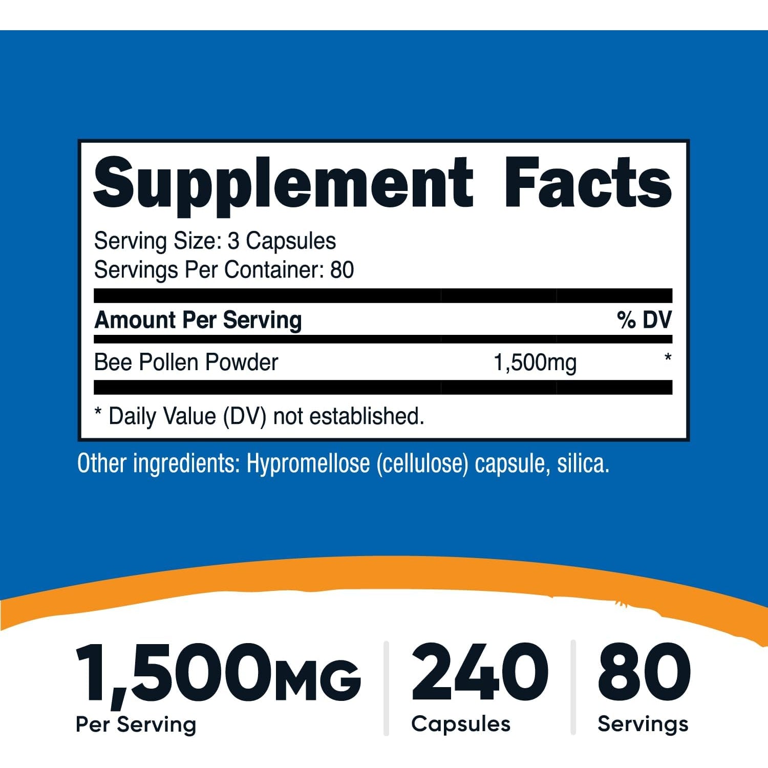 Nutricost Bee Pollen (240 Capsules, 80 Servings) (1,500MG per Serving) - Non-Gmo, GMP Compliant