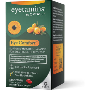 Eyetamins® by OPTASE® Eye Comfort™ - 60 Softgels - Eye Doctor Recommended - an Omega-Based Eye Supplement Formulated to Support Moisture Balance and Eye Comfort from Within. Plant Based Soft Gels.