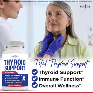 NEW AGE Thyroid Support Supplement for Women & Men with Iodine, B12, Zinc, Selenium, Ashwagandha, Bladderwrack, Turmeric, Schisandra - Non-Gmo - 120 Count
