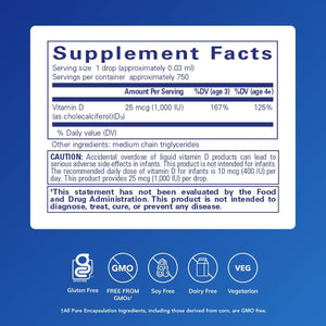 Pure Encapsulations Vitamin D3 Liquid | Supplement to Support Bone, Breast, Cardiovascular, Colon, and Immune Health* | 0.75 Fl. Oz.