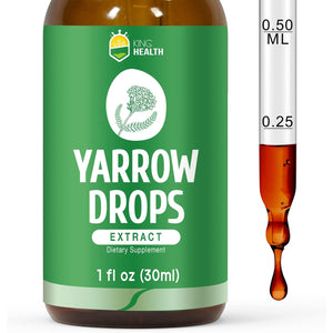 Yarrow Herb Tincture, Organic Yarrow Extract Liquid, GMP Certified, 98% Absorption, Non-Gmo, Vegan, Gluten Free, Alcohol Free- 1 Fl Oz