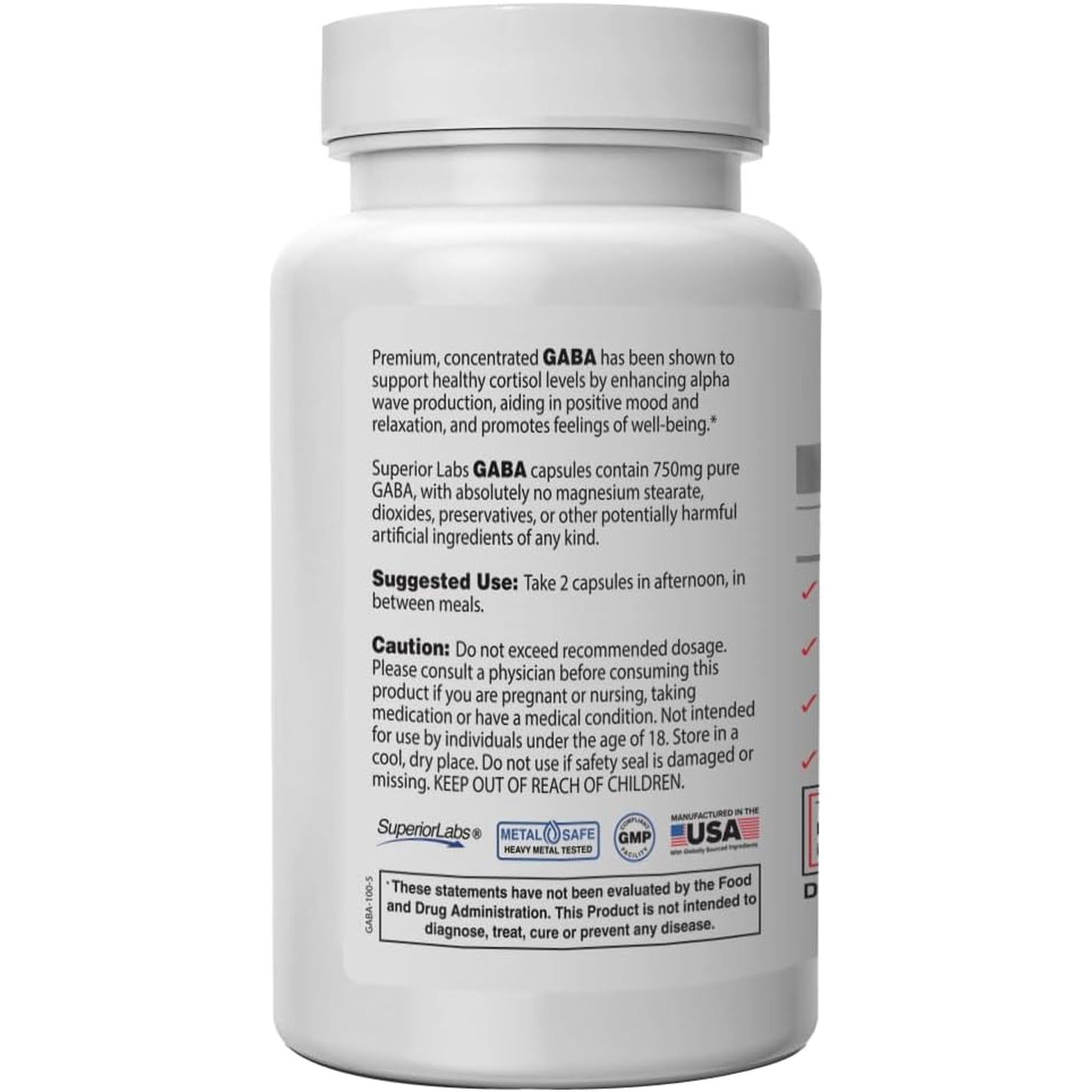 Superior Labs | GABA Supplement 750Mg | Maximum Strength Mood Enhancement | Natural Relief of Simple Nervous Tension, Promotes Mood Balance, Sleep Quality, and Natural Brain Function*