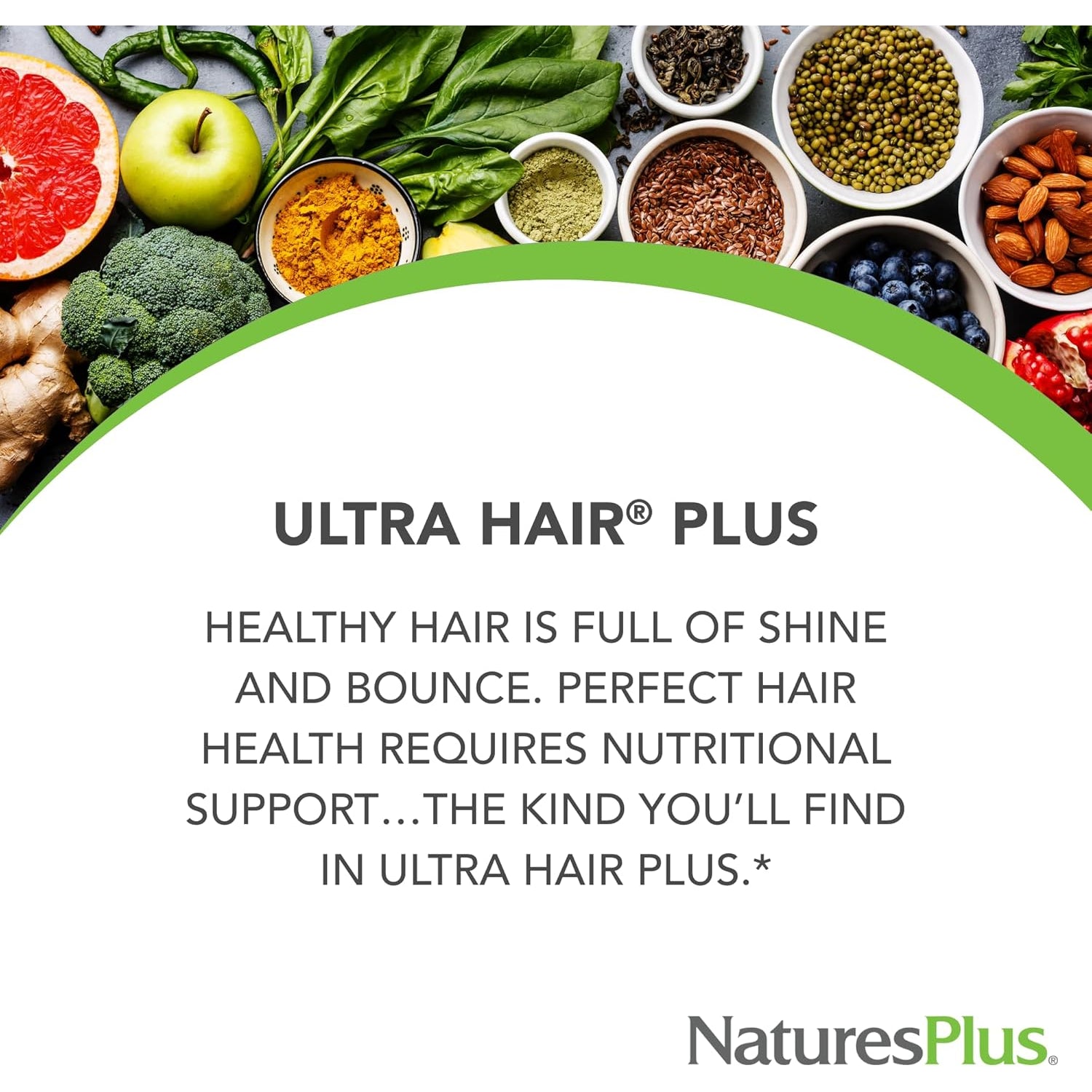 Naturesplus Ultra Hair plus - 60 Sustained Release Tablets - Nutritional Support for Healthy Hair Structure - Gluten Free - 30 Servings