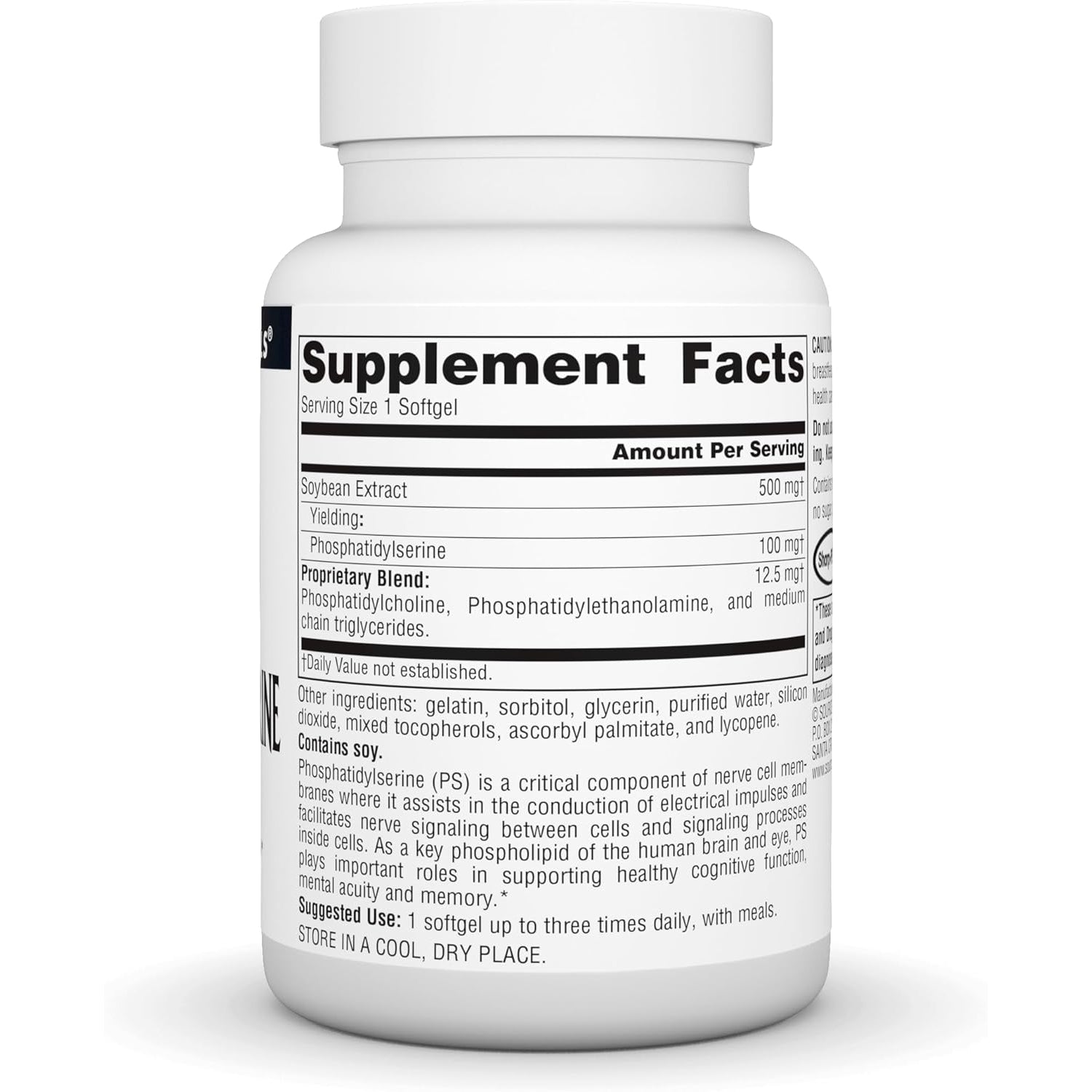 Source Naturals Phosphatidyl Serine Complex Stablilized Enzyme Supplement 500Mg - 100% Pure - 60 Softgels