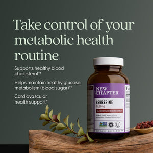 New Chapter Berberine Supplement - Super-Potent Berberine 1000 Mg, 30X Concentrated Indian Barberry Extract to Support Metabolic Health + Heart Health + Glucose Support, Vegan, Gluten Free, 60 Count