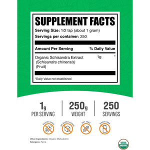 Bulksupplements.Com Organic Schisandra Extract Powder - Schisandra Supplement, from Schisandra Berries, Herbal Supplement - Gluten Free - 1G per Serving, 250G (8.8 Oz) (Pack of 1)
