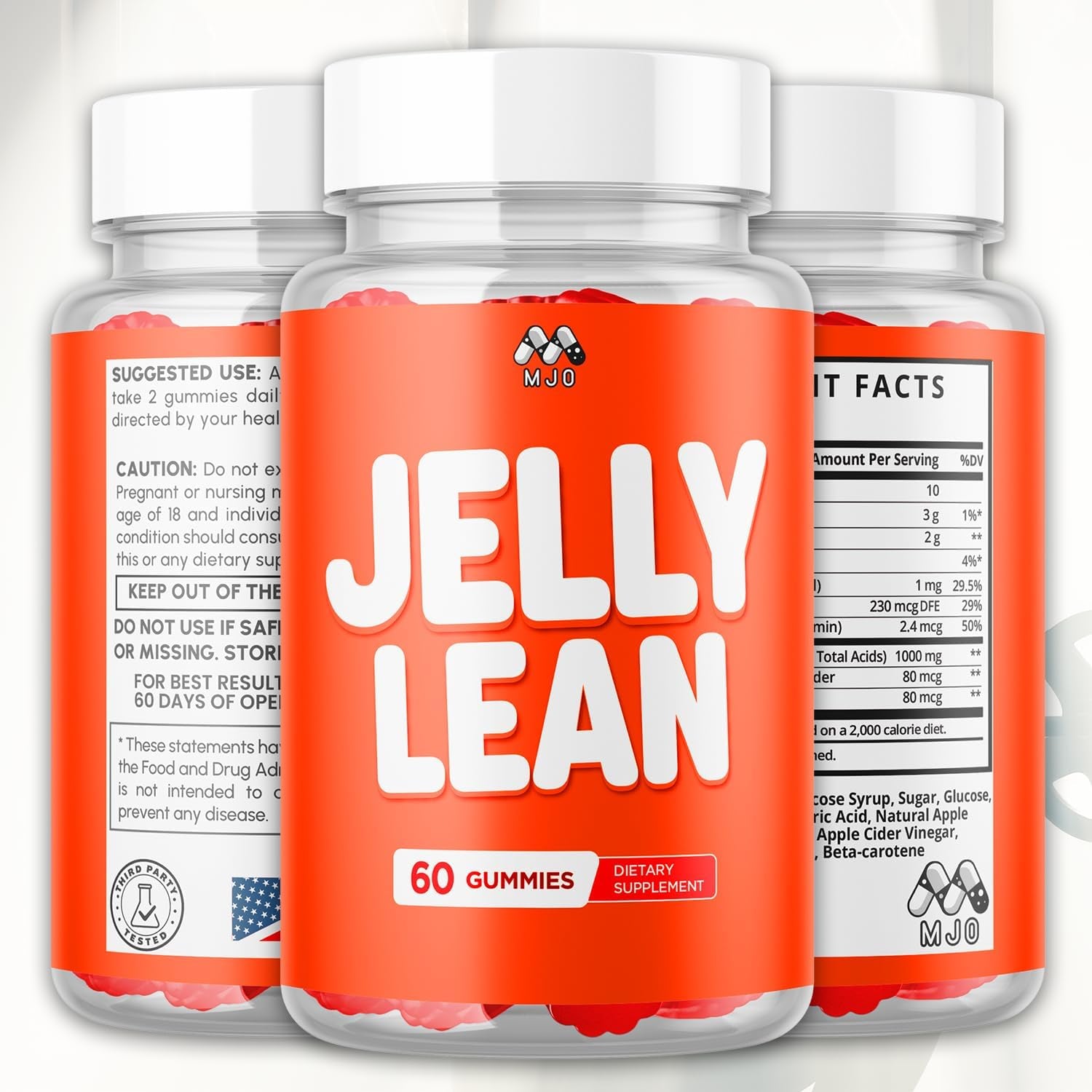 (2 Pack) Jelly Lean Gummies, Official Jelly Lean Gummys with All Natural Ingredients, Advanced Jellylean Health & Wellness Vitamin Formula, Maximum Strength Active Lifestyle Multivitamin (120 Gummies)