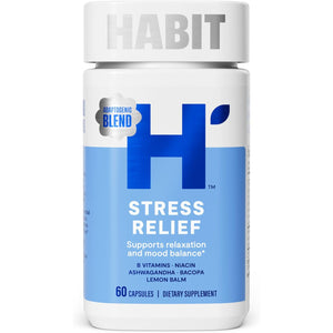Habit Stress Relief Supplement (60 Capsules) - New Look, Supports Relaxation & Mood Balance, Vitamin B, Adaptogens, Lemon Balm, Calming, Vegan, Non-Gmo (1 Pack)