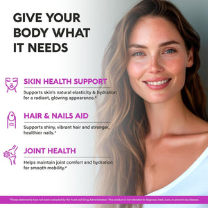 Multi Collagen Peptides - Hydrolyzed Types I, II, III, V & X - Collagen Supplement for Women 1300Mg - W/ Hyaluronic Acid, Vitamins C & E - Skin, Hair, Nails & Joint Support - Lab Tested - 120 Capsules