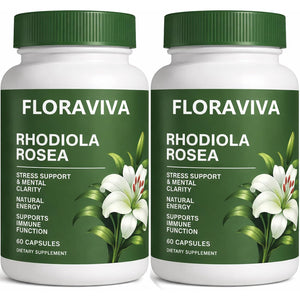 Floraviva Rhodiola Rosea Capsules | 500Mg Rhodiola Rosea Extract Supplement for Stress Support, Mental Focus & Energy, Immune Function, Non-Gmo, 60 Capsules