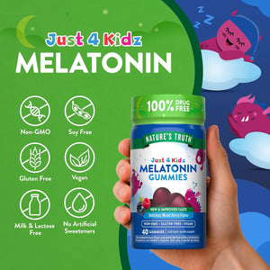Nature'S Truth Kids Melatonin Gummy | 1Mg | 40 Count | Vegan, Non-Gmo & Gluten Free Gummies | Mixed Berry Flavor