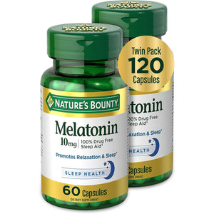 Nature'S Bounty Melatonin, Promotes Relaxation and Sleep Health, 10Mg, Capsules, 60 Ct (2 Pack)
