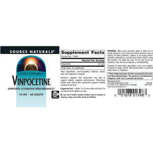 Source Naturals Vinpocetine Tablets, Supports Cognitive Performance*, 10 Mg - 60 Tablets