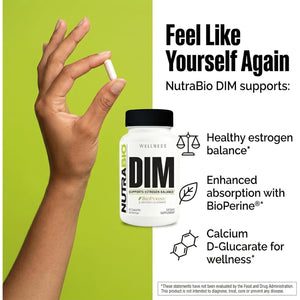 Nutrabio DIM Supplement, Supports Estrogen Balance, 100Mg - 60 Vegetable Capsules