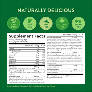 360 Nutrition Super Greens Powder with Probiotics & Digestive Enzymes, Sugar & Gluten Free, Plant-Based Superfood for Gut Health, Immunity - 6.35 Oz