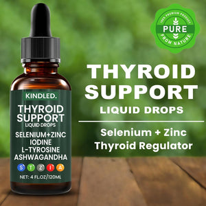 Thyroid Support Drops, Thyroid Support for Women & Men | Selenium Zinc Iodine L-Tyrosine Ashwagandha Liquid Drops, Thyroid Bloom Liquid | Body Balance & Support - 4 FL.OZ (1PCS)